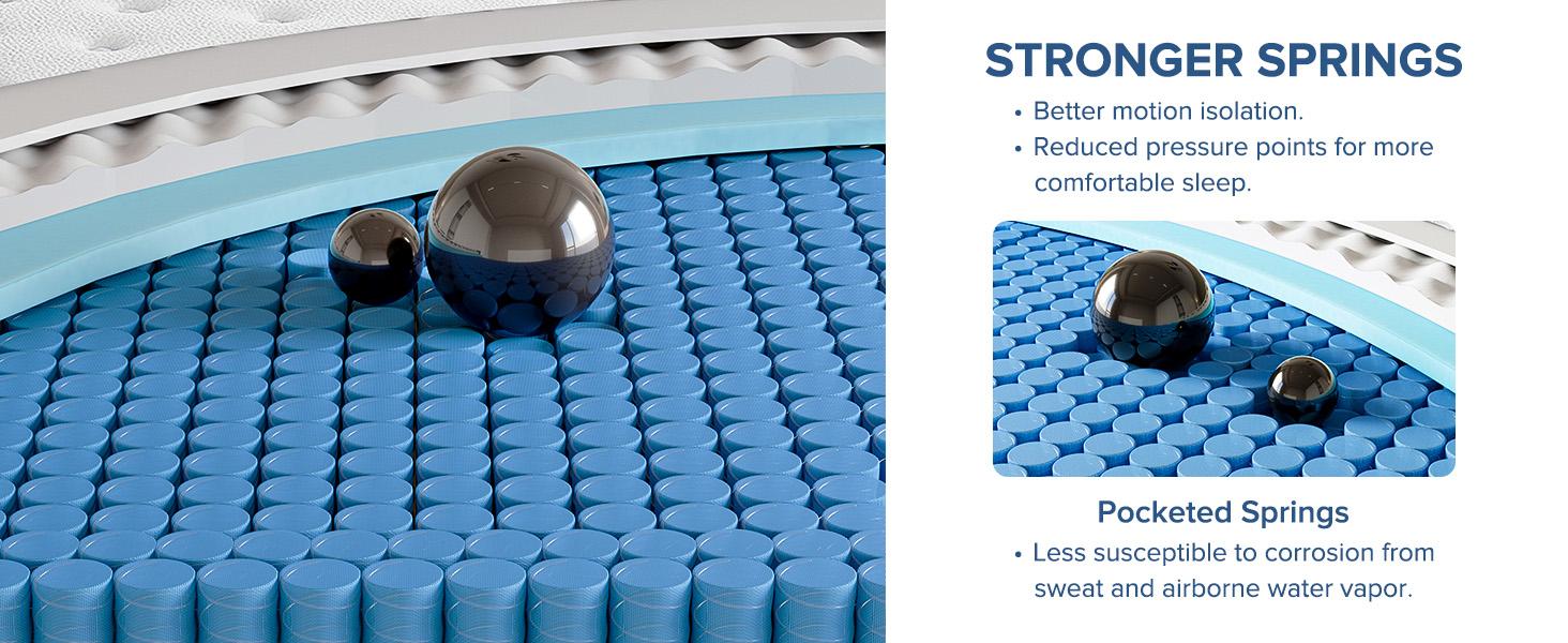 10/12" Hybrid Mattress - Fiberglass Free, Medium Firm Bed in a Box with Bamboo Charcoal & Cooling Gel Memory Foam, Ergonomic Lumbar Support for Back Pain, Anti-Pill & Fireproof Safety, SGS Certified, Queen/Full/Twin Size