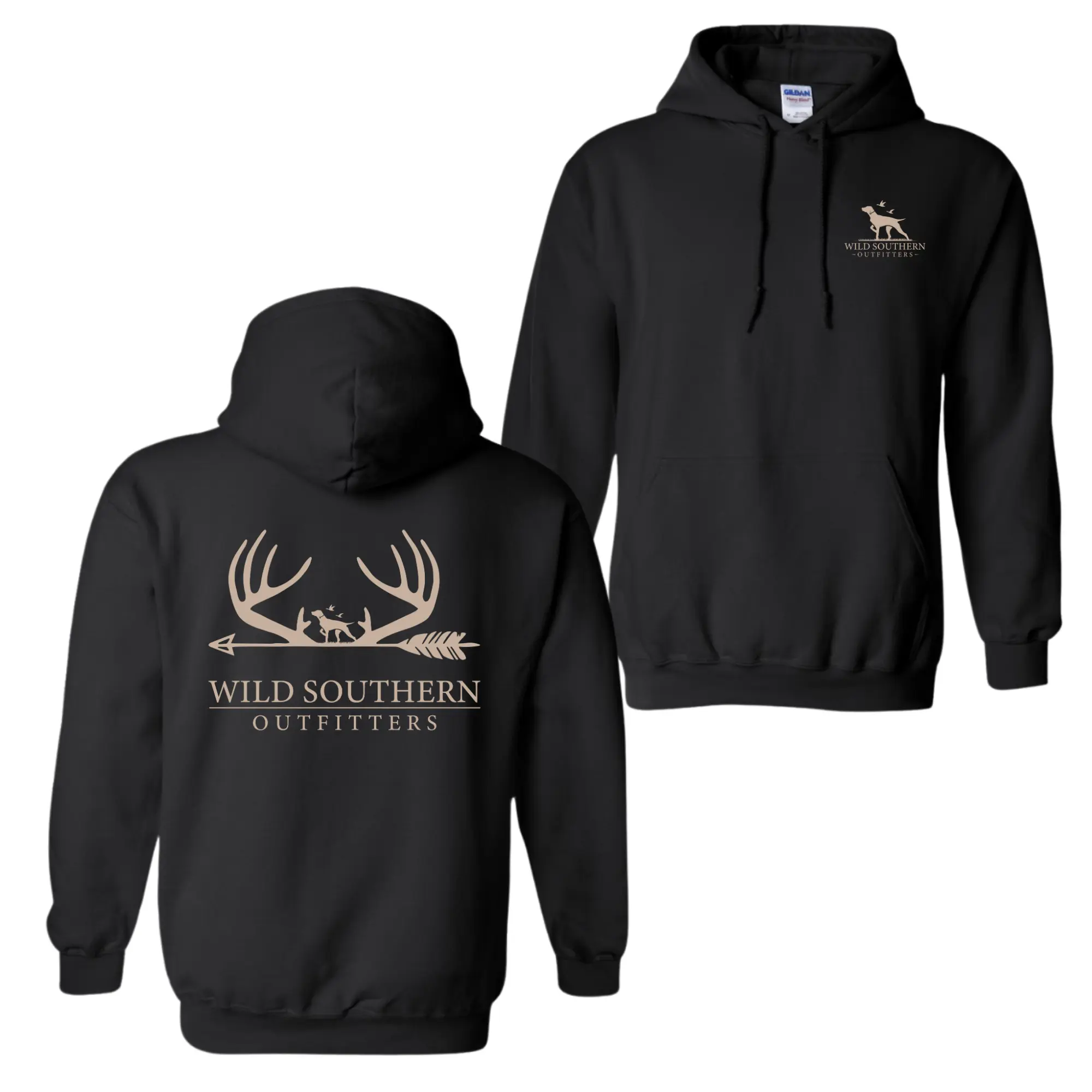 Wild Southern Outfitters Antlers, Arrow & Hound Hoodie or T-shirt, Hunting Outdoor Hoodie, Southern Style Casual Hoodie, for Men and Women