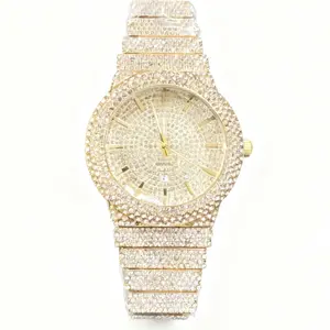 R--A fashionable watch made of natural gemstones and alloys, with adjustable features.