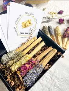 Copal Dipped Palo Santo Sticks Rolled In Herbs, Incense Gift Set