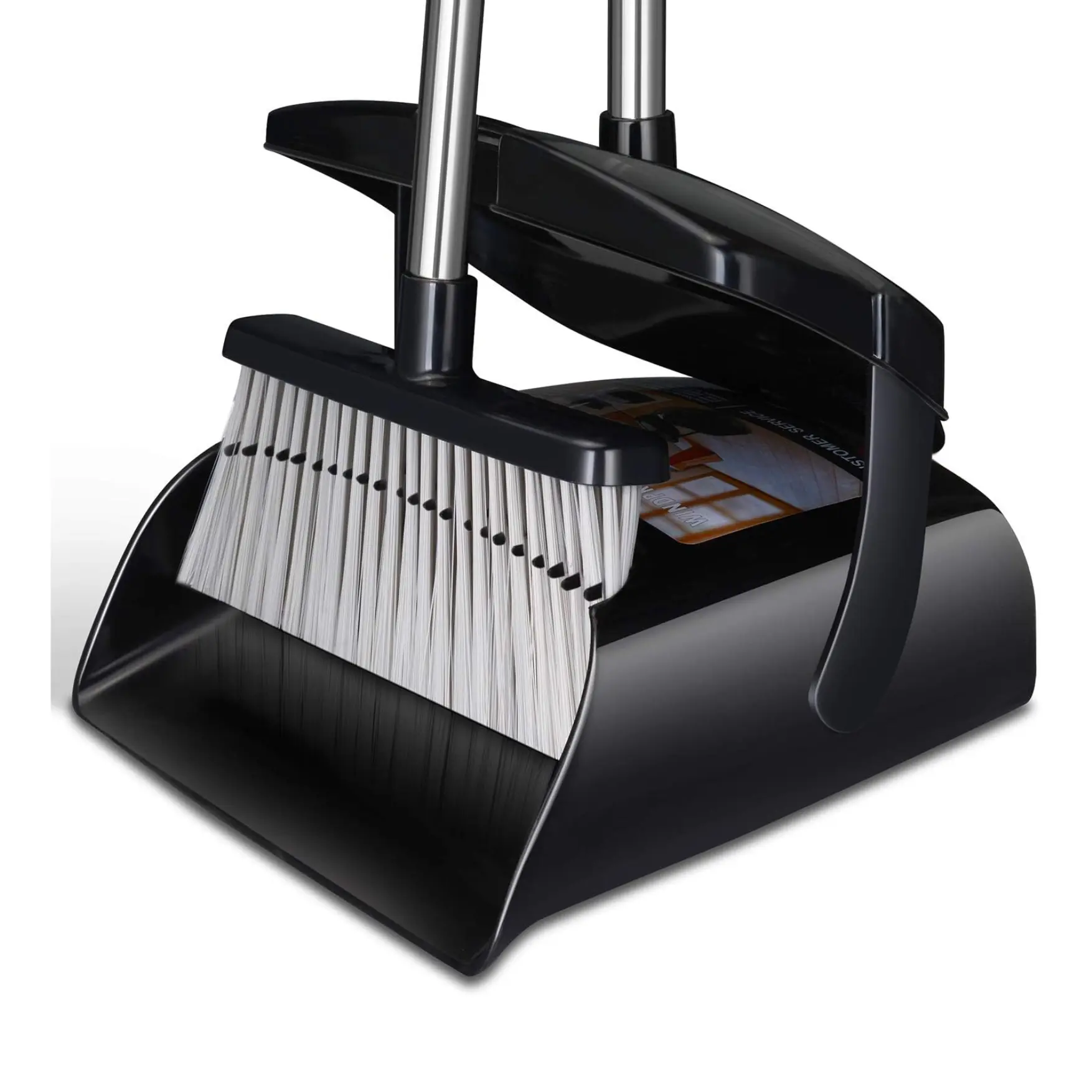 Broom and Dustpan Set for Home with Lid Indoor Upright Dustpan Broom and Dustpan  Combo Dust Pan with Long Handle Household Essentials for New Home