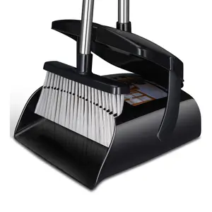 Broom and Dustpan Set for Home with Lid Indoor Upright Dustpan Broom and Dustpan  Combo Dust Pan with Long Handle Household Essentials for New Home