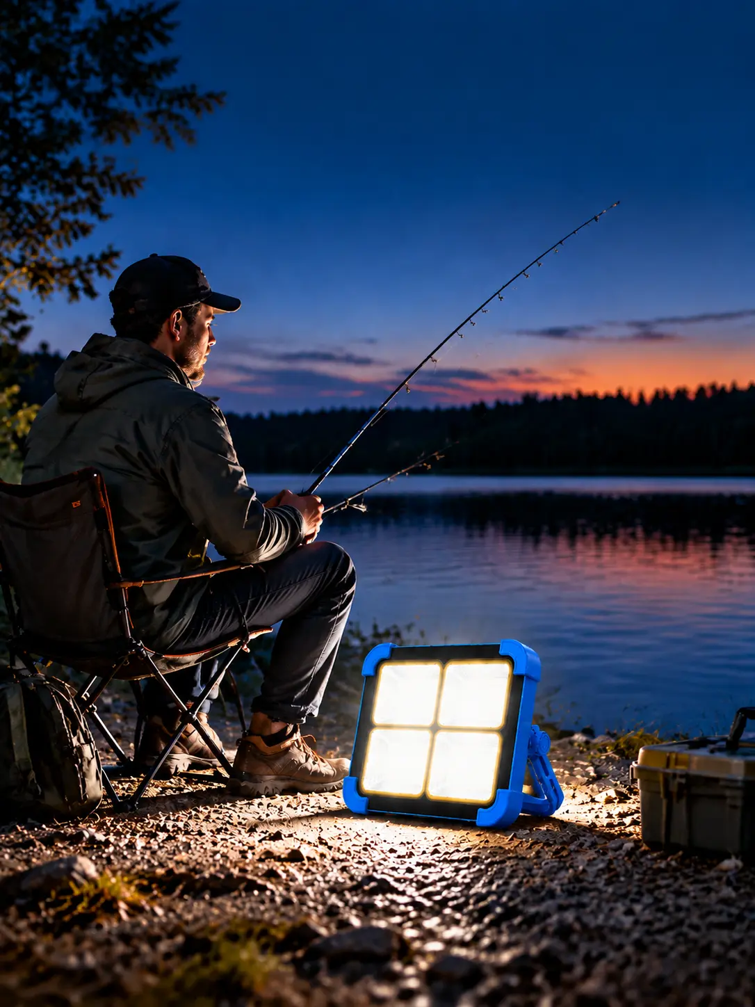 Solar Rechargeable LED Work Light – 288 Bright 5730 LEDs, USB/Type-C Charging, 5 Modes, IP66 Waterproof, SOS Signal & Adjustable Stand. Ideal for Camping, Yard, Jobsite & Halloween Lighting.Sohochic