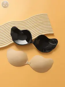 Women's Invisible Silicone Bra Cups, & Strapless Underwear Adhesive Bras, Breathable Sticky Nipple Covers for Deep V & Backless, Medium Support, Chic