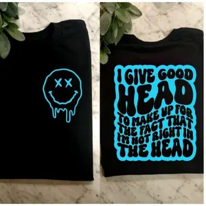 funny shirt not right in the head humor retro wavy lettering sarcasm short sleeve Casual Top Cute T-Shirt Comfortable graphic