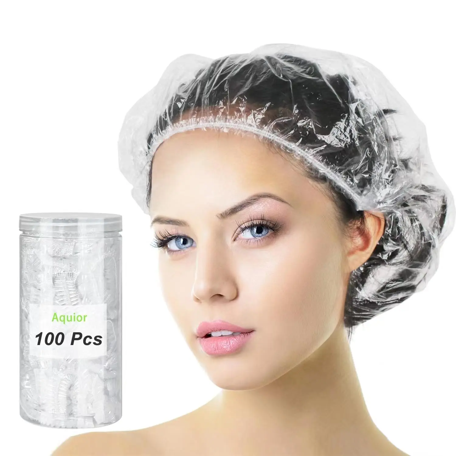 Shower Cap Disposable, 100 PCS Shower caps Large&Thick Waterproof Clear Plastic Elastic Hair Bath Caps For Women Kids Girls, Hotel and Hair Solon, Travel Spa, Home Use-