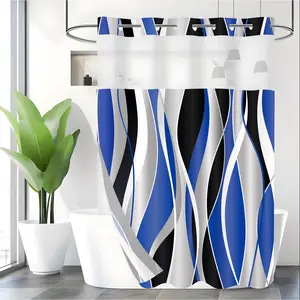 Stripe Pattern Shower Curtain, 1 Count Modern Waterproof Bathroom Curtain, Bathroom Decor Supplies for Home Hotel Salon, Bathroom Decoration Accessories