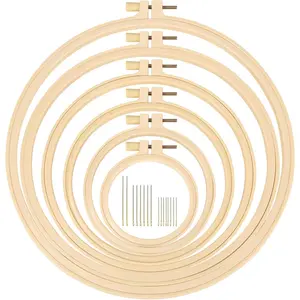 6 Pieces Embroidery Hoops 3 Inch to 10 Inch Small Cross Stitch Embroidery Hoop with 16 Pieces Needles for Embroidery Punch Needle Craft Sewing and Ornaments