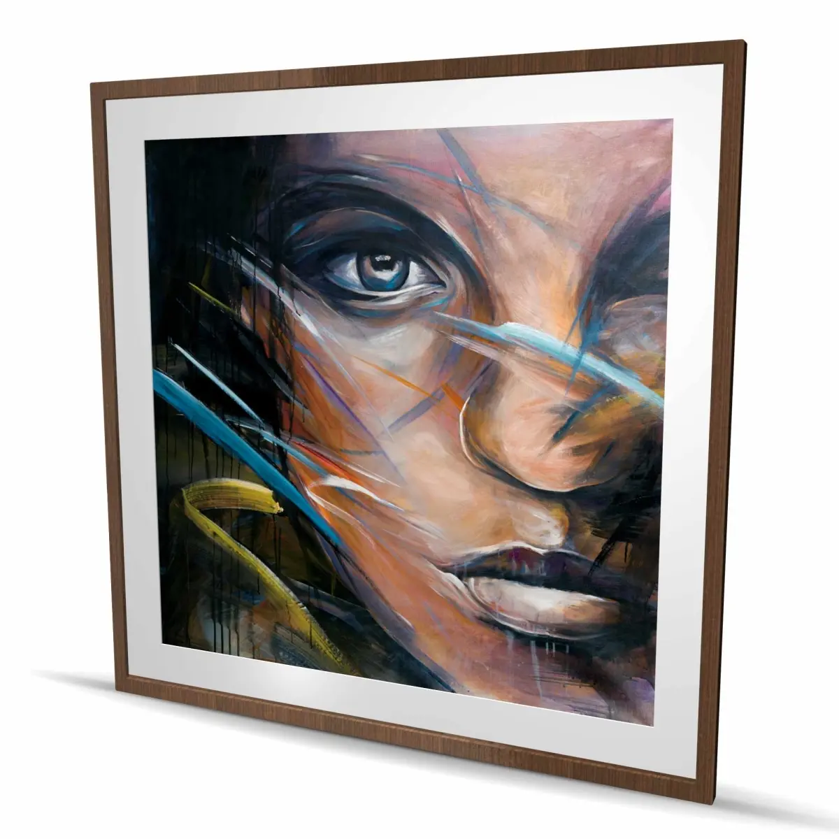 Begin Home Decor C1FM48487SLR30 48 x 48 in. Colorful Woman Face - Figurative Framed Print Wall Art for Home Decor