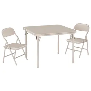 Kids Folding Table And Chairs Set No Assembly Required Toddler Activity Desk Soft PU Leather Cushioned Chairs Waterproof Desktop Folder Table For Arts Crafts Drawing Playroom Daycare Classroom Furniture Picnic Table For Boys Girls