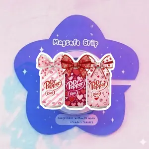 Valentine Dr Pepper Diet PhoneGrip ,Cute Valentine Day PhoneGrip, Coqutte Bow Valentine Soda, Soda Pink Valentine PhoneGrip