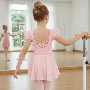 Girl's Ballet Leotard with Removable High Low Skirt - Ruffle Sleeve Hollow Back Dance Outfit Combo for Toddlers Perfect for Ballet Class Performance Practice Comfortable Stretchy Fabric