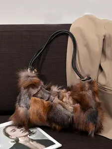 1pc 25 Fall/Winter New Arrivals: Casual, Fashionable, and Elegant Faux Fur Shoulder Bag Perfect for Daily Commutes, Shopping Trips, Dates, or Gifts Essential Women's Shoulder Bag Elegant Commuter Bag