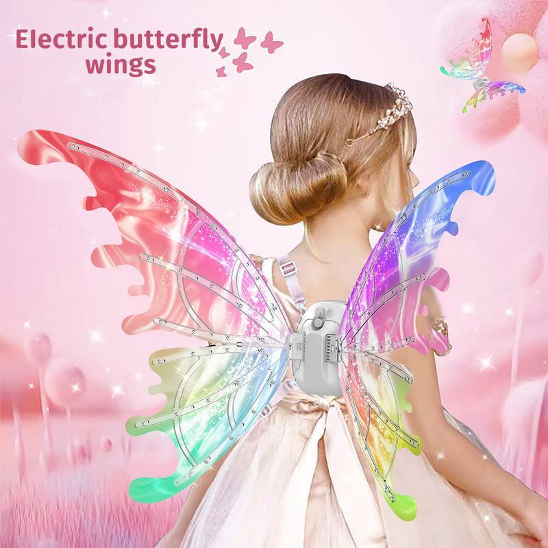 Electric LED Fairy Butterfly Wings with Lights & Music, Light Up Moving Costume Wings for Girls & Women, Multicolor Princess Dress Up Toy for Halloween, Birthday, Christmas, Party, Cosplay & Role Play