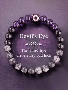 Evil Eye Amulet Bracelet, Handmade Snowflake Stone Beaded Jewelry, Unisex Fashion Accessory, Meditation and Energy Healing, Perfect Gift, Witchy Jewelry