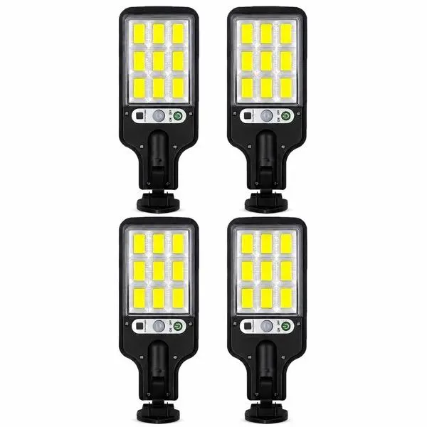 4-Pack Solar Motion Sensor Wall Lights, 4-pack set, 108 COB light array and motion sensor for garden, patio and garage