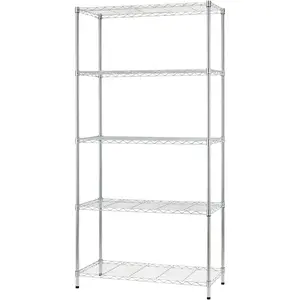 14" D×36" W×72" H Wire Shelving Unit Metal Shelf with 5 Tier Adjustable Layer Rack Commercial Strong Steel for Restaurant Garage Pantry Kitchen，Chrome Organiser