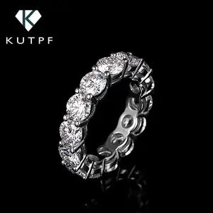 5mm/3mm Full Moissanite Diamond Rings Wedding Band 925 Sterling Silver Sparkling Round Cut Eternity Engagement Ring for Women