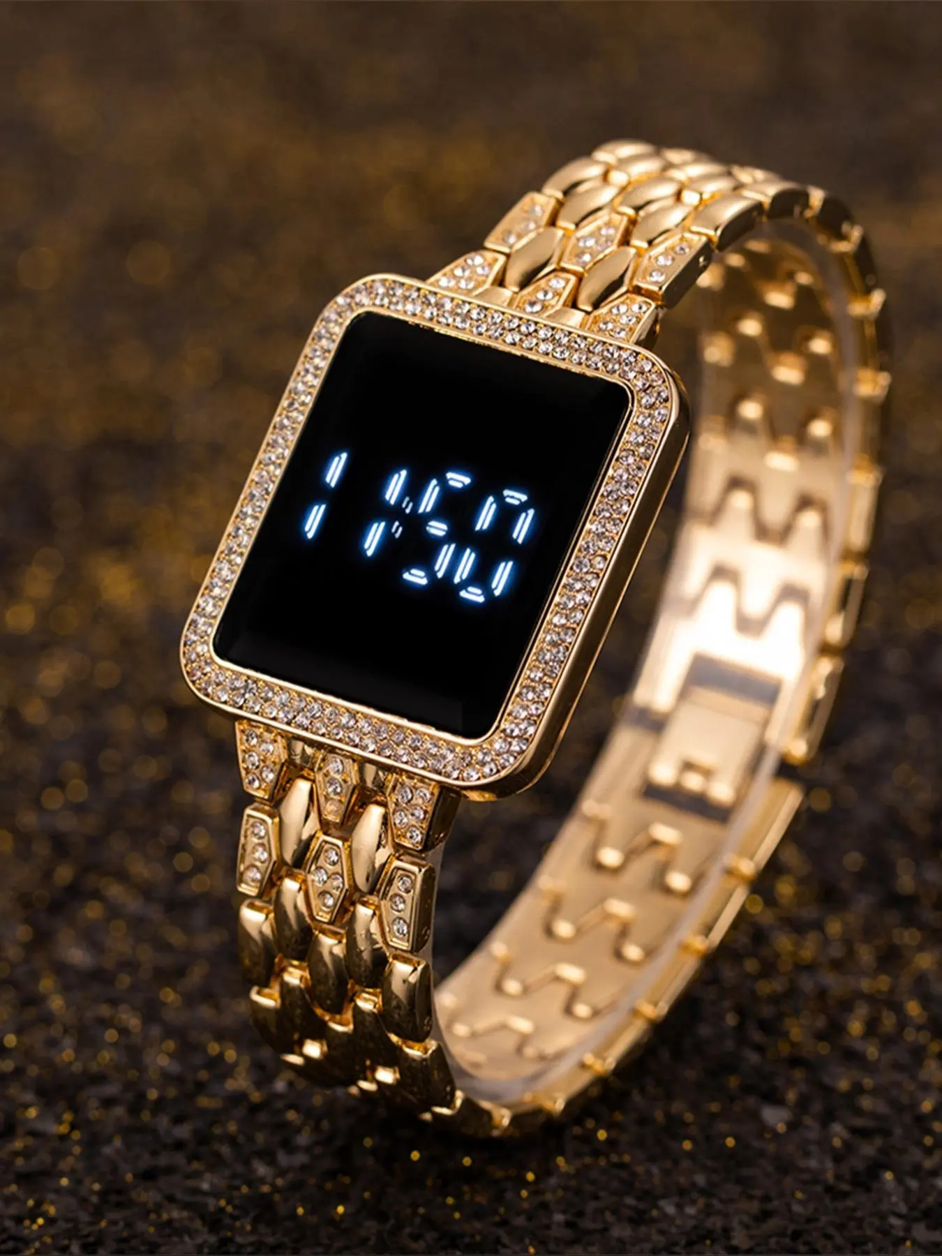 Women's Rhinestone Decor Digital Watch, Fashion Square Dial Digital Watch for Women & Girls, Watch for Birthday Gift, Quartz Wristwatch, Fashion Wristwatches
