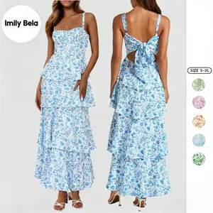 Imily Bela New Womens Floral Maxi Dresses Spaghetti Strap Casual Sleeveless Ruffle Flowy Tiered Dress Comfort Fit Imily Bela New Womens Floral Maxi Dresses Spaghetti Strap Casual Sleeveless Ruffle Flowy Tiered Dress Comfort Fit