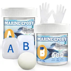 200g Marine Epoxy Putty White Marine Grade Epoxy Stick Fix  Adhesion Durable  for Repair Holes Gaps  Cracks in the Hull Metal Ceramics Plastics  Tiles,White 100g*2