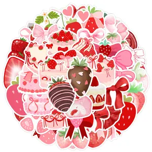 50pcs Cartoon Strawberry Stickers, Suitable for Scrapbooks, Diaries, Laptops, Water Bottles, Cars and Other Faith-based Designs, Gifts with Positive Messages, Car Decals
