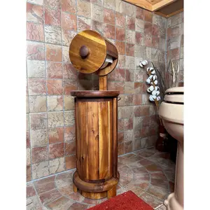 A solid acacia wood toilet paper holder that conceals the tissue, enhances your decor and improve hygiene. Organiser Racks Nature Wooden