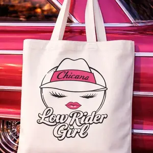 Lowrider Girl Tote Bag - Chicana Design, White Color, Ideal for Everyday Use