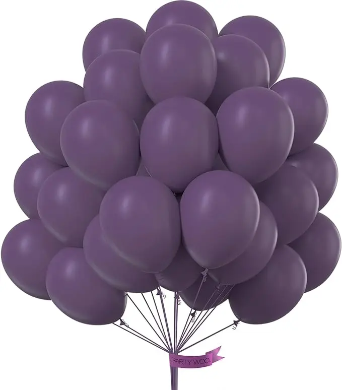 PartyWoo Dusty Purple Balloons 50 pcs 12 Inch Matte Mauve Dark Purple Latex Helium Balloons for Wedding Baby Shower Gender Reveal Graduation Butterfly Birthday Party Decorations Purple-F50