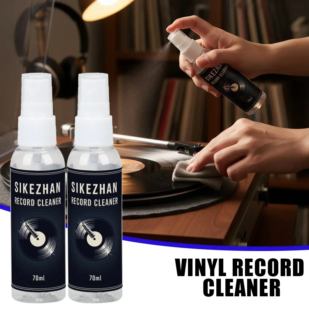 SIKEZHAN Vinyl Record Cleaner Spray 70ml Professional LP Powerful Cleaning Solution Cleaning Liquid for Turntable Discs Anti-Static and Dust Removal Fluid for Improved Audio Fidelity Safe Alcohol-Free Formula for Vintage and New Vinyls
