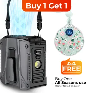 【Buy 1 Get 1】FrSara Waist Fan, 8000mAh PowerBank, Portable Fan, with Metal Clip, High Speed ​​Fan, Cooling Fan that Blows w/ Lanyard, 5-Speed, Light, LED Display, 5 in 1 Outdoor Fan, Desktop Fan, Outdoor Work, Outdoor Sports, Gift for Men