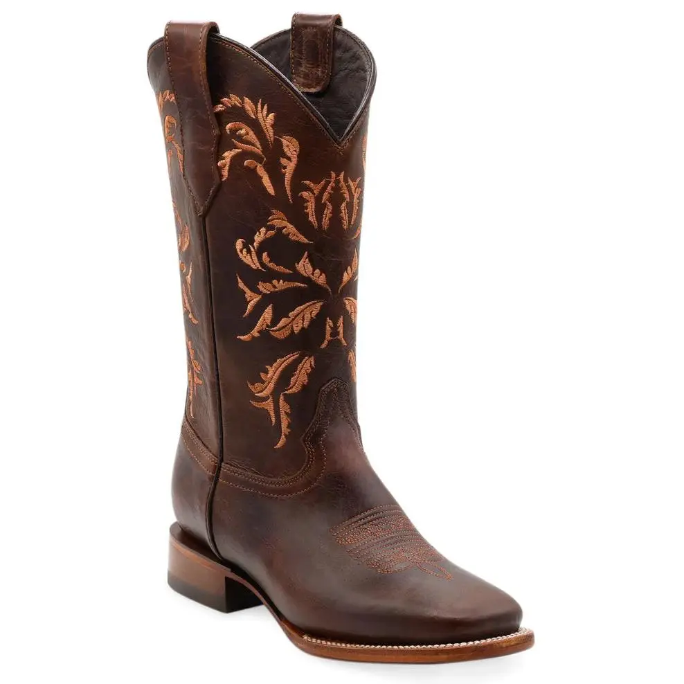 SILVERTON OLIVIA ALL LEATHER WIDE SQUARE TOE BOOTS