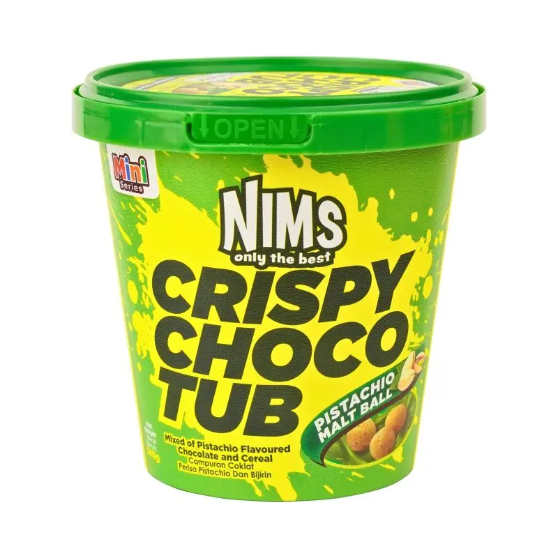 Nims Crispy Choco Tub - Mixed with Dark or White Chocolate - Best Flavors for Crunchy Snacks & Dessert Cookie - Satisfying Treat