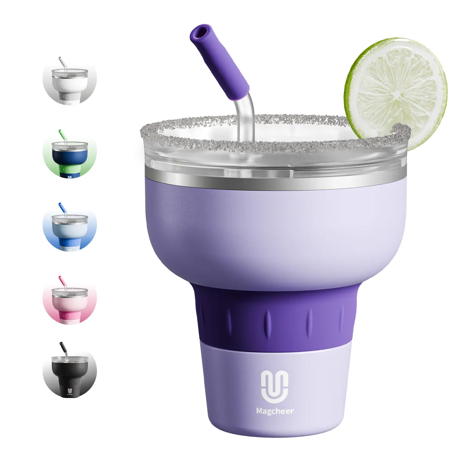 Gifts for Women, 16oz Insulated Cocktail Tumbler with Straw & Lid, Stainless Steel Margarita Tumbler, Wine Tumbler for Cocktails, Slushie Cup, Vacuum Insulated Drink Cup for Beach, Pool, Outdoor, Birthday Gifts for Women