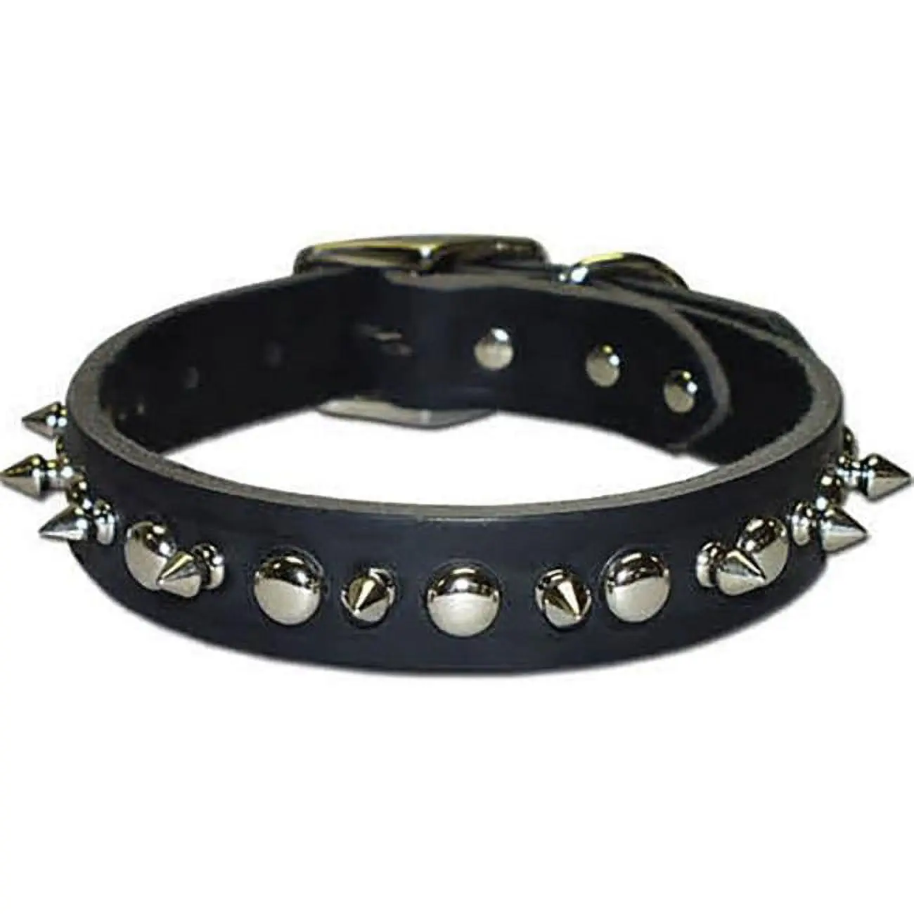 Leather Brothers 38LKS-BK10 0.37 x 10 in. Latigo Leather 1 Ply Spiked Dog Collar, Black