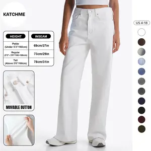 KatchMe Women's Trendy High Waist Denim Stretch Wide Leg Jeans, Multi-Pocket Denim Trousers for Women, Classic Jeans Outfits, Street Womenswear(2)