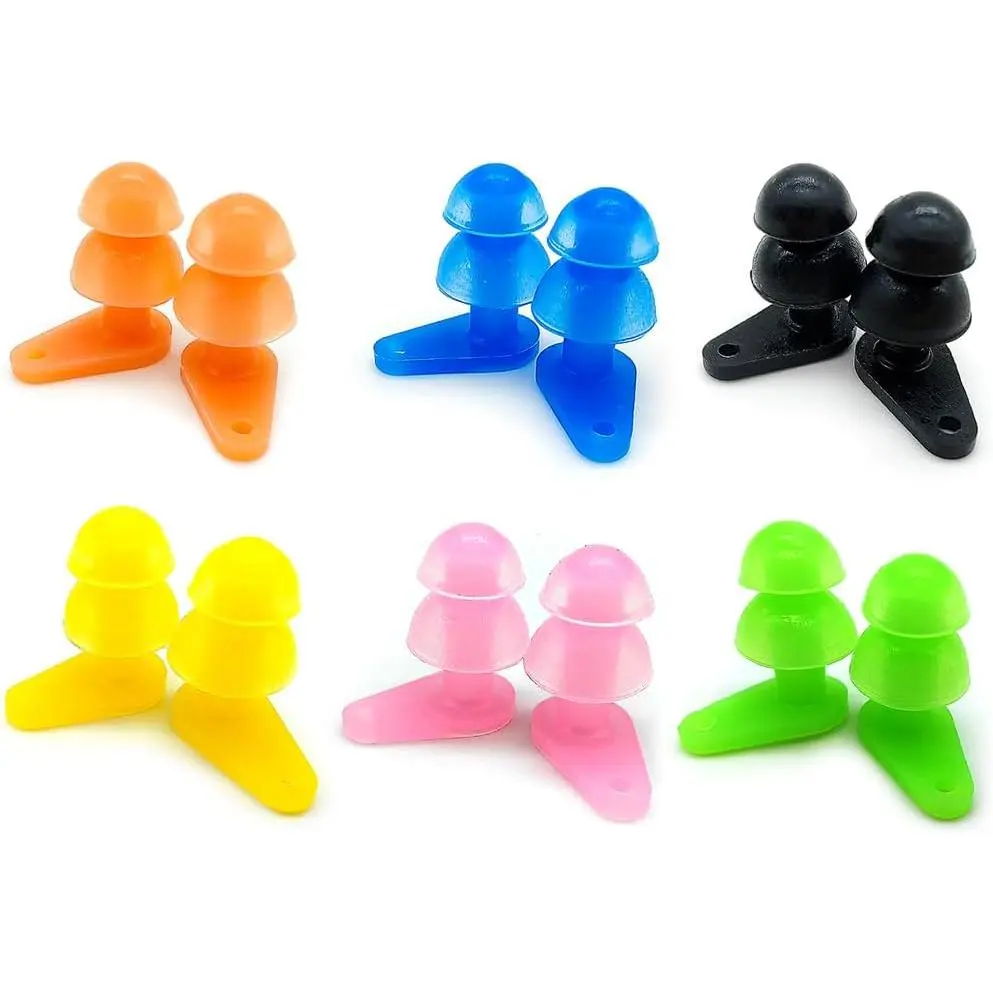 6 Sets Waterproof  Swimming Earplugs with Case Package, Protect 's Ears in Water Shower Multicolored