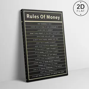 Wealth‑Themed Canvas Wall Art for Entrepreneurs & Business Owners, Wooden Framed Inspirational Money Rules Financial Quotes with High‑Quality Bold Text, Perfect Decor for Home and Office wicked good poster