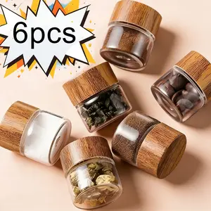 Portable Mini Glass Storage Bottles, 6 Pack, Ideal for Travel, Picnic, Camping, Kitchen Organization, Odorless, Glass Spice Jar, Glass Material