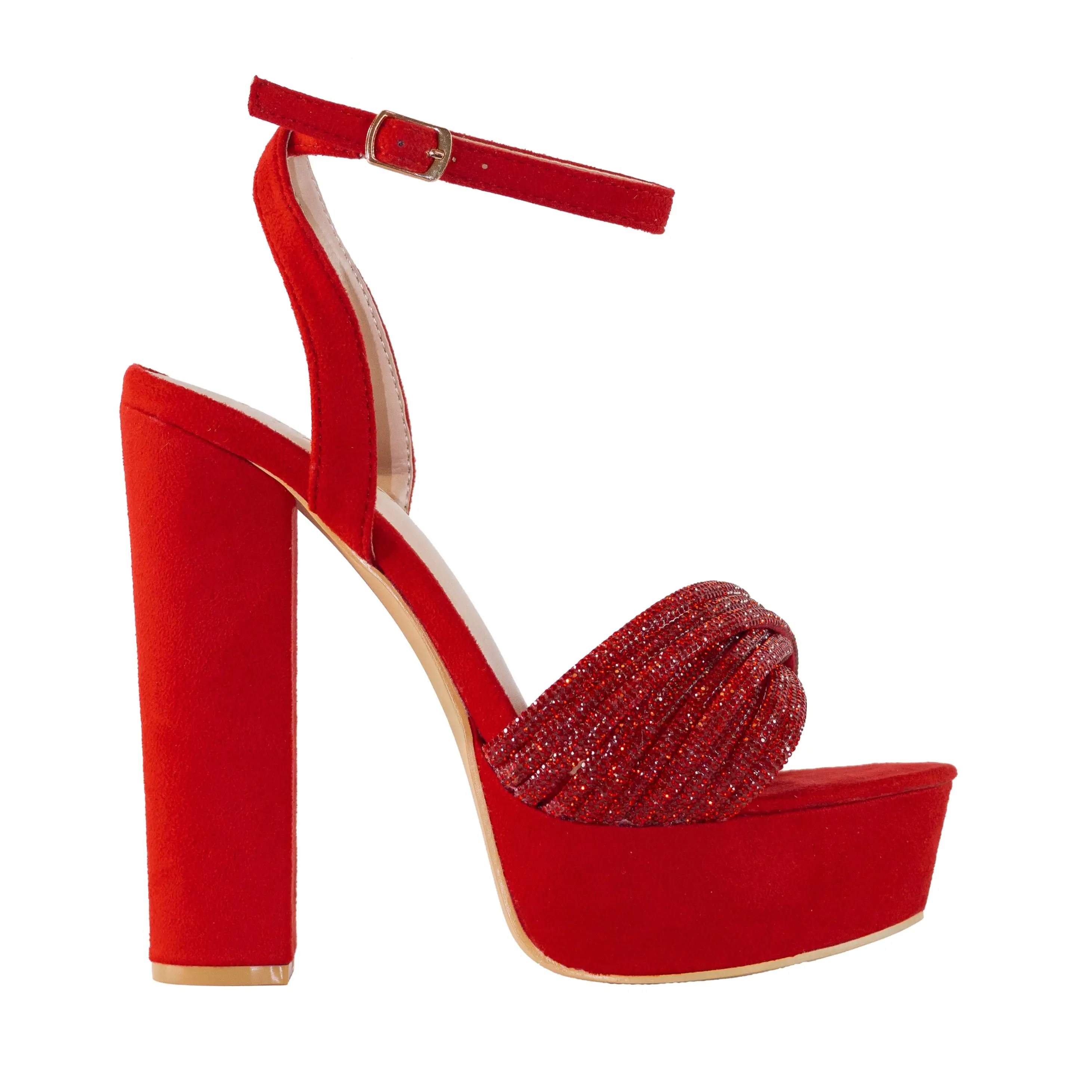 Luminous - Platform Heels with Rhinestone Front Strap, Cushioned Insole, Ideal for Elevating Your Evening Style