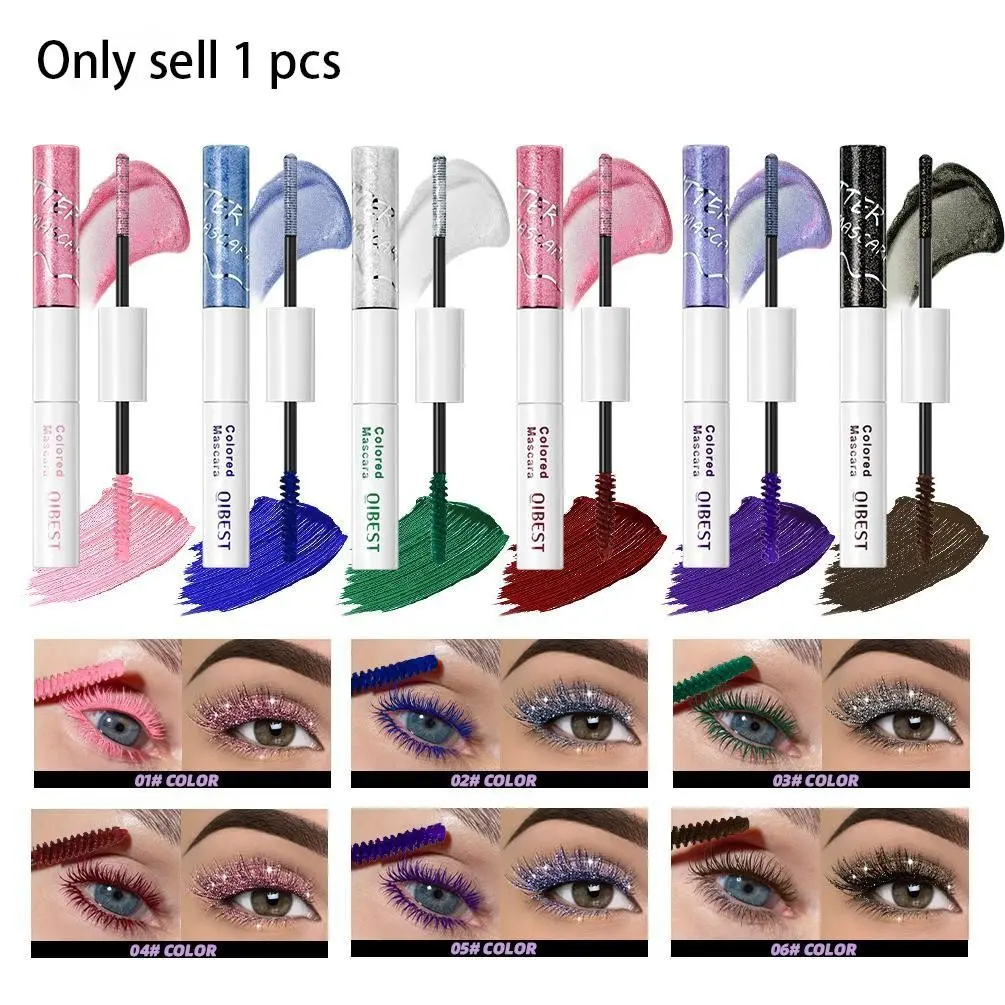 Shimmering Diamond Color Glossy Waterproof Glitter Eyelash Mascara, Smudge-Proof Dual-Ended Mascara, Curly Lashes with Shiny Multicolor Shine