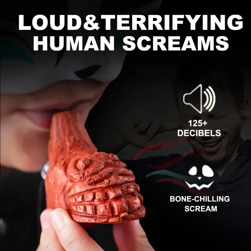 Bright Aztec Death Whistle, Up to 125+ Decibels, Loud Whistle, Realistic Human Scream, Includes Rope and Bag, Outdoor Survival, Halloween Props