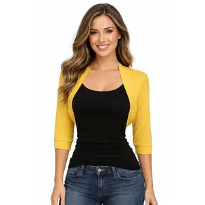 Mid Length Yellow Bolero Jacket Stretch Shrug Bridal Wedding Jacket