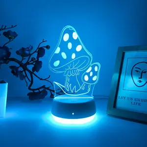 Modern Creative Mushroom 3D Night Light, Glowing Led Lights, USB Powered Base, Ideal Gift for Bedroom Living Room Study Decor, Perfect Birthday Present