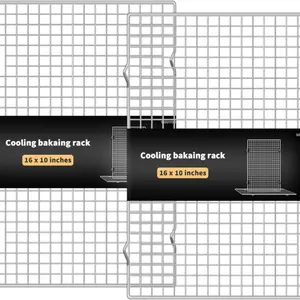 Cooling Rack for Baking, Set of 2 Stainless Steel, 16x10 Inches Baking Rack Oven Safe Grid Wire Racks for Roasting, Grilling, and Drying, Oven Safe and Dishwasher Friendly