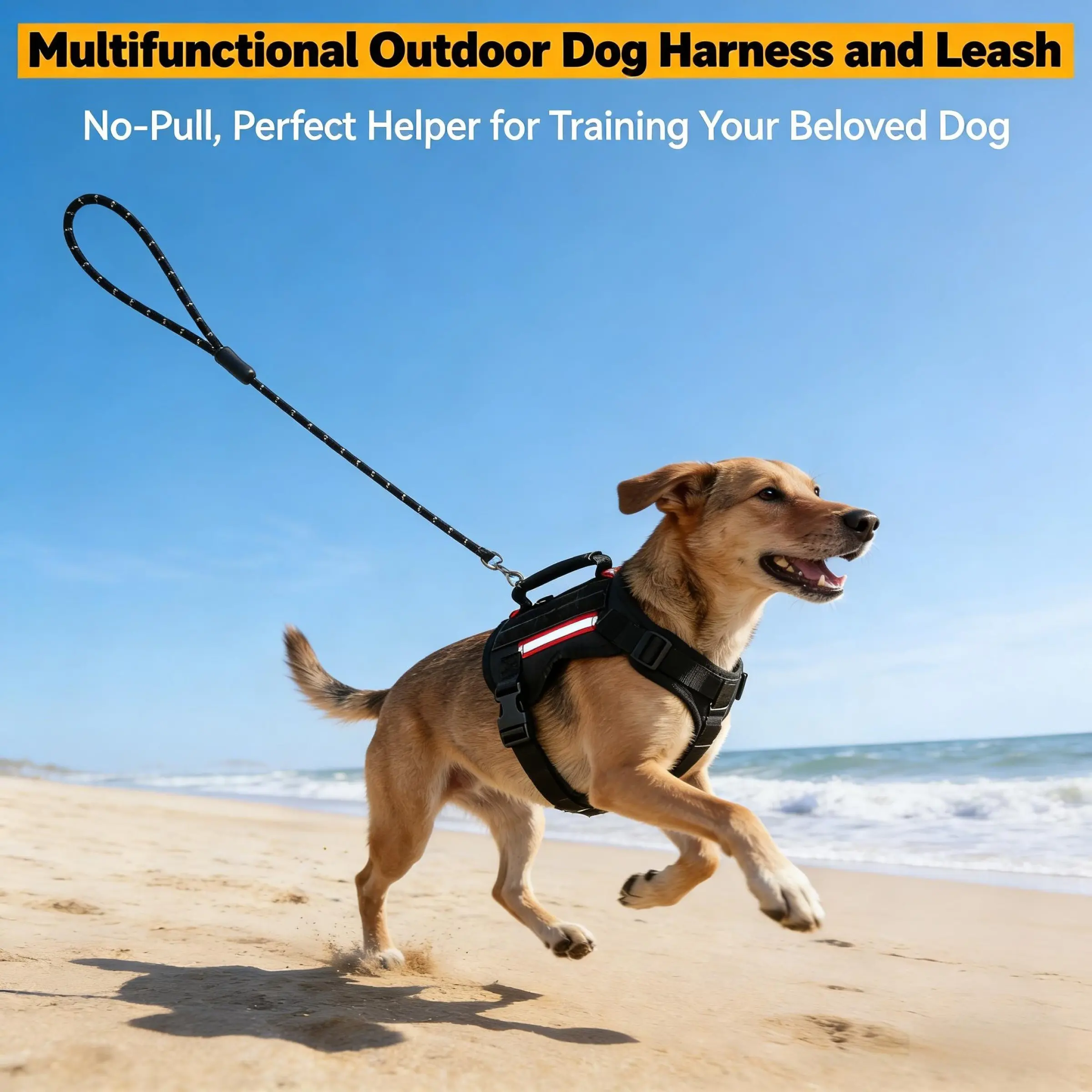 Tactical Dog Harness, Anti-Pull Training, Breathable Fabric, Reflective Strips for Night Safety, Suitable for Labrador, Border Collie, Medium to Large Dogs, No Pull Harness