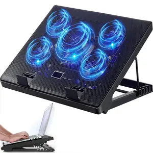 Laptop Cooling Pad, Laptop Cooler with 5 Quiet Fans for 12"-17" Computer PC Notebook Gaming Laptop Fan, Height Adjustable Laptop Cooling Stand Laptop Accessories