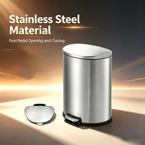 50L / 13 Gallon Hands-Free Stainless Steel Trash Can, Soft Close Step Pedal Bin, Fingerprint-Proof Waste Bin for Kitchen, Office & Commercial Use