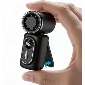 Portable handheld small fan, with built-in fixed clamp, featuring 6-speed adjustable  personal fan, LED display screen, rechargeable, suitable for use in makeup, travel, indoor and outdoor