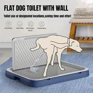 Extra-large Flat Dog Toilet with Wall - Non-Slip Polypropylene Indoor Potty Tray for Small to Medium Dogs - Durable Easy-to-Clean Design